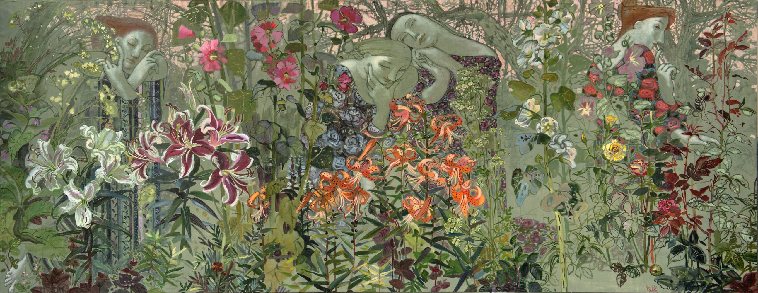 Korzh-Radko Ludmila, Ve staré zahrady, 2014, olej na plátně, 130 x 320